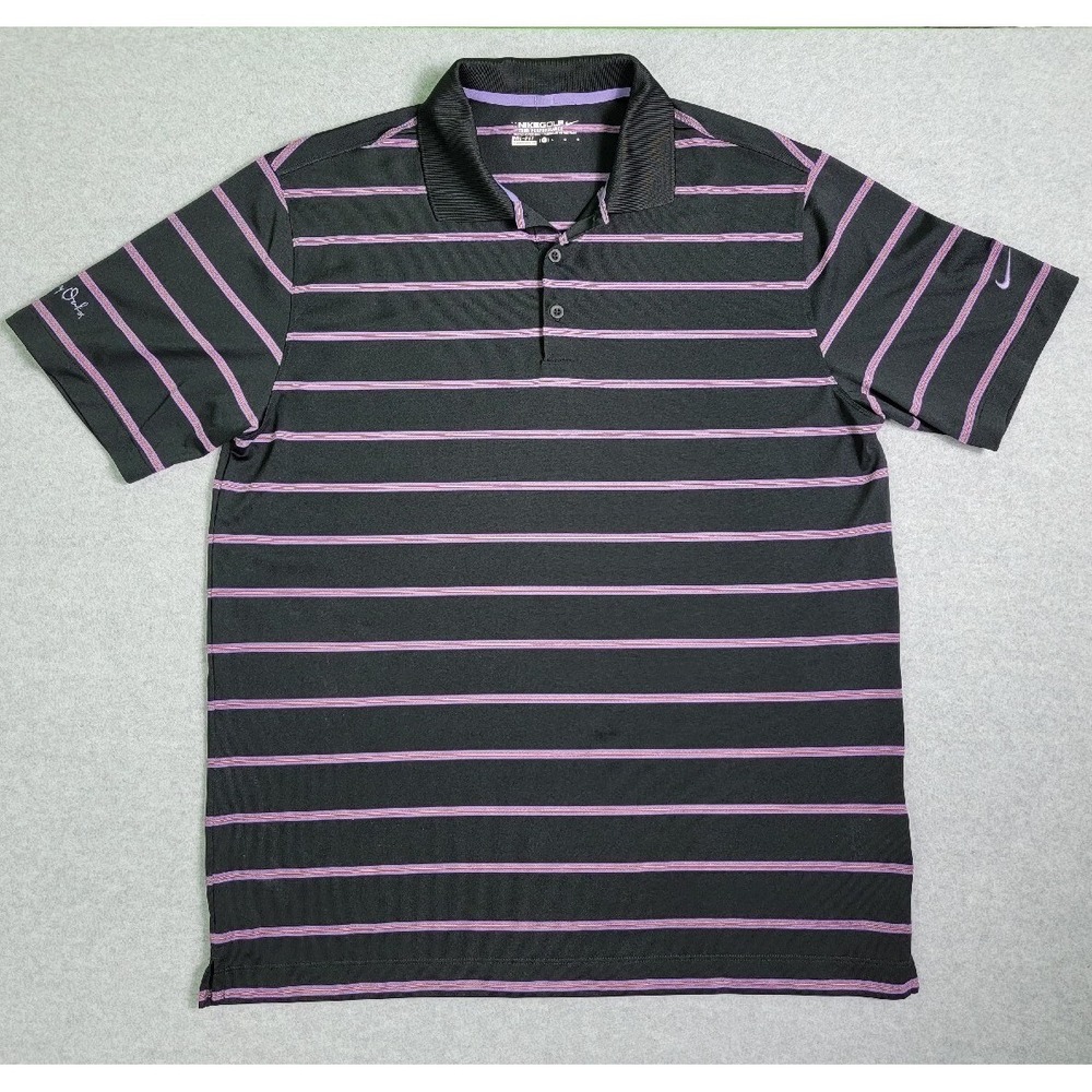 Nike‎ Golf Polo Shirt DRI-FIT Tour Performance Stripe Medium Large